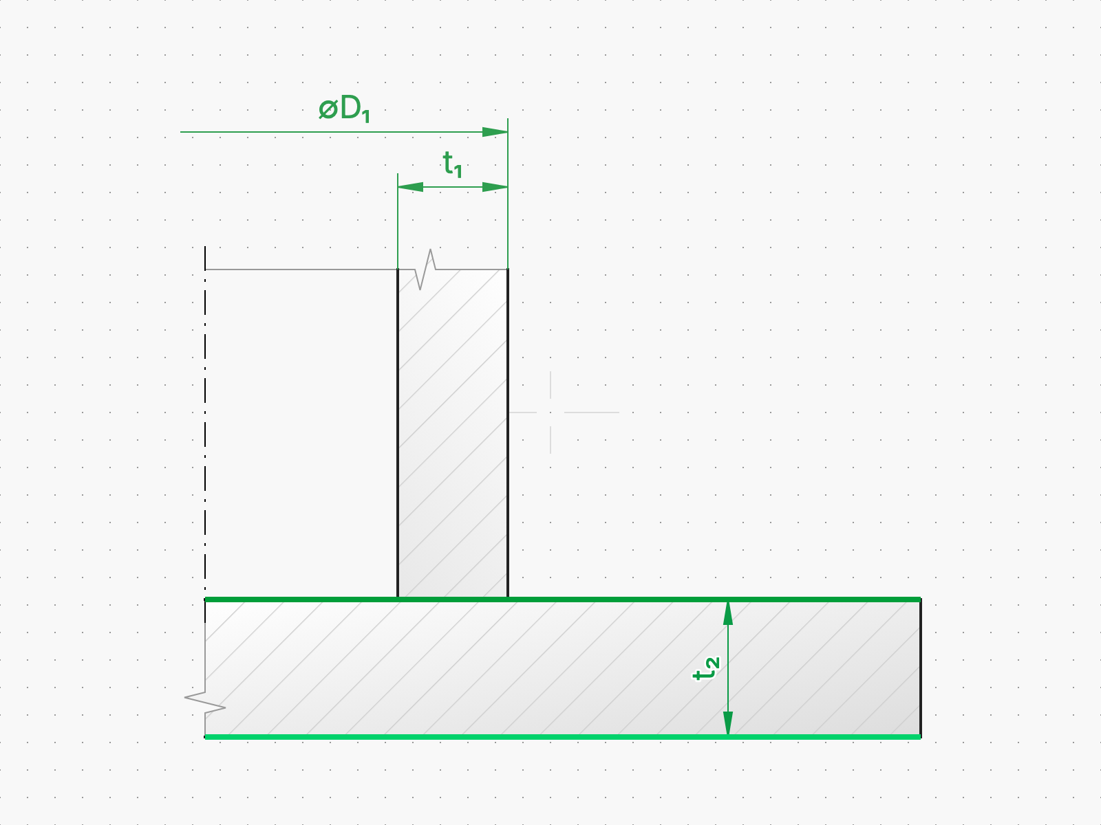 Dimension tool picking the plate edges for a thickness dimension in Weldia Designer 2